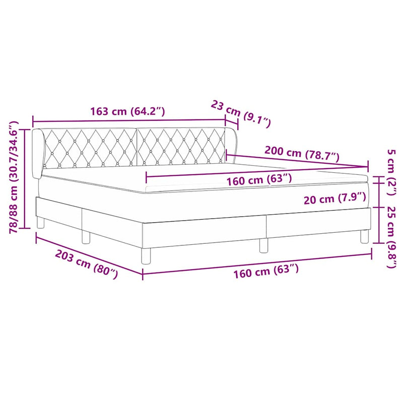 vidaXL Box Spring Ágy Matraccal Sötétszürke 80x200 cm Bársonyos