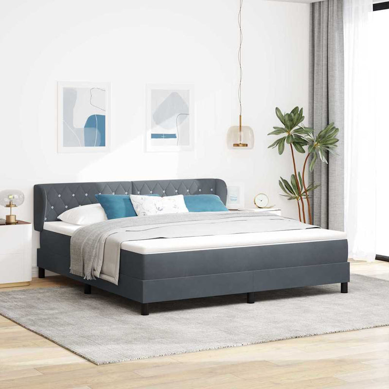 vidaXL Box Spring Ágy Matraccal Sötétszürke 80x200 cm Bársonyos