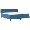 vidaXL Boxrugós ágy fejtámlával Sötétkék 180 x 200 cm Bársony
