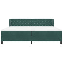 vidaXL Boxrugós ágy matracmal Sötétzöld 200 x 200 cm Bársony