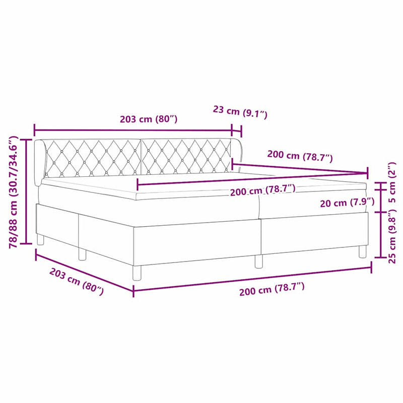 vidaXL Box Spring Ágy Matraccal Sötétszürke 80x200 cm Bársonyos