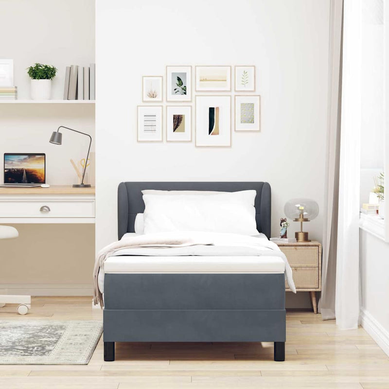 vidaXL Box Spring Ágy Matraccal Sötétszürke 80x200 cm Bársonyos