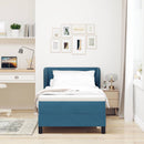 vidaXL Boxrugós ágy fejtámlával Sötétkék 100 x 200 cm Bársony