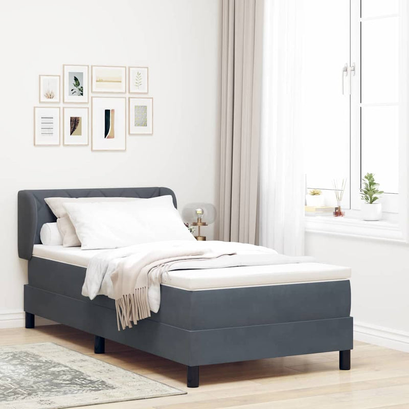 vidaXL Box Spring Ágy Matraccal Sötétszürke 80x200 cm Bársonyos