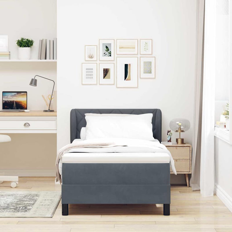 vidaXL Box Spring Ágy Matraccal Sötétszürke 80x200 cm Bársonyos