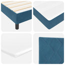 vidaXL Boxrugós ágy fejtámlával Sötétkék 140 x 190 cm Bársony