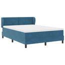 vidaXL Boxrugós ágy fejtámlával Sötétkék 140 x 200 cm Bársony