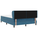 vidaXL Boxrugós ágy fejtámlával Sötétkék 140 x 200 cm Bársony