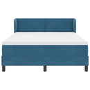 vidaXL Boxrugós ágy fejtámlával Sötétkék 140 x 200 cm Bársony