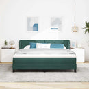 vidaXL Boxrugós ágy fejtámlával Sötétzöld 180 x 200 cm Bársony