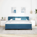 vidaXL Boxrugós ágy fejtámlával Sötétkék 180 x 200 cm Bársony