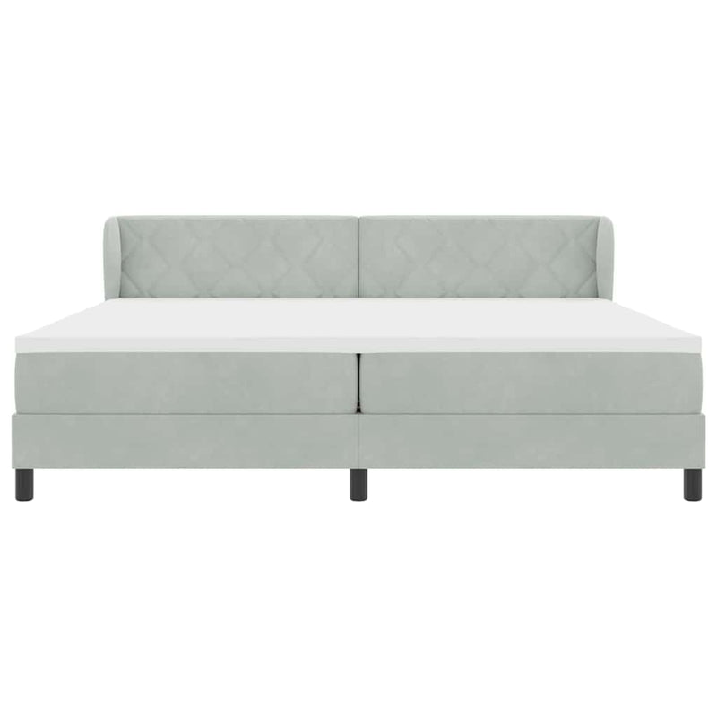 vidaXL Boxrugós ágy matracmal Világosszürke 200 x 200 cm Bársony