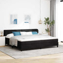 vidaXL Boxrugós ágy fejtámlával Fekete 200 x 200 cm Bársony