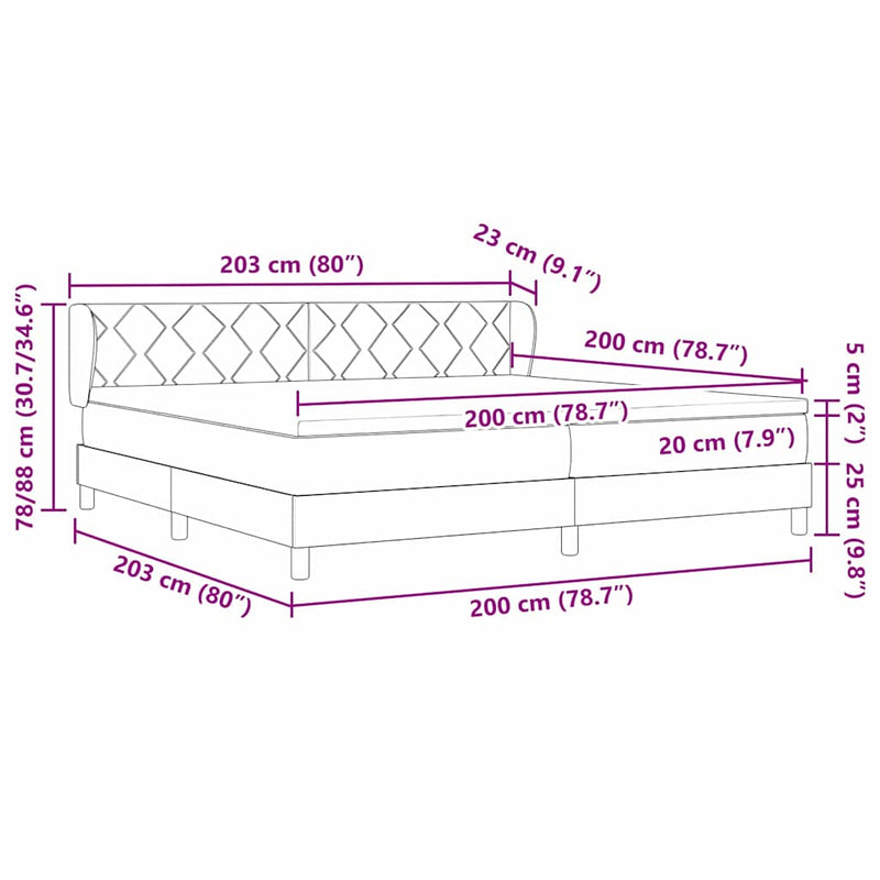 vidaXL Boxrugós ágy matracmal Sötétzöld 200 x 200 cm Bársony