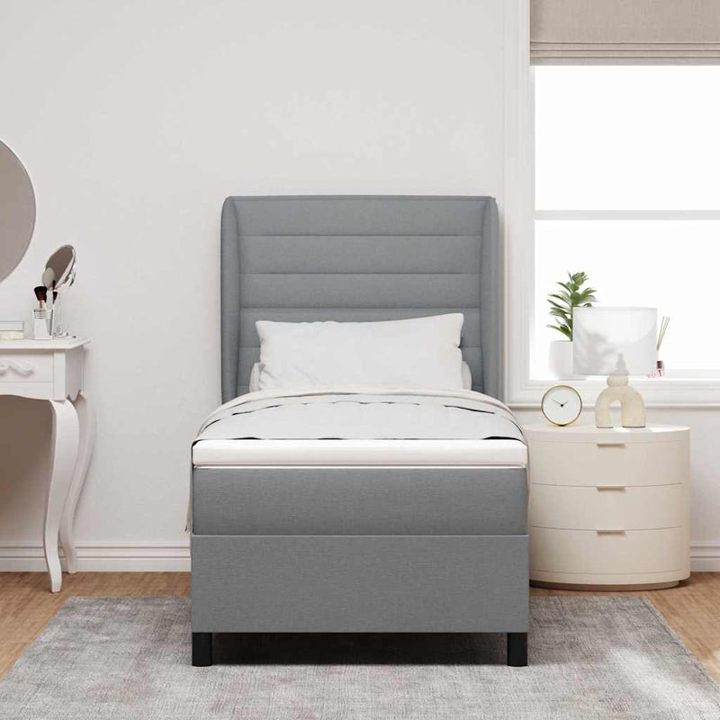 vidaXL Boxrugós ágy matracmal Világosszürke 80 x 200 cm szövet