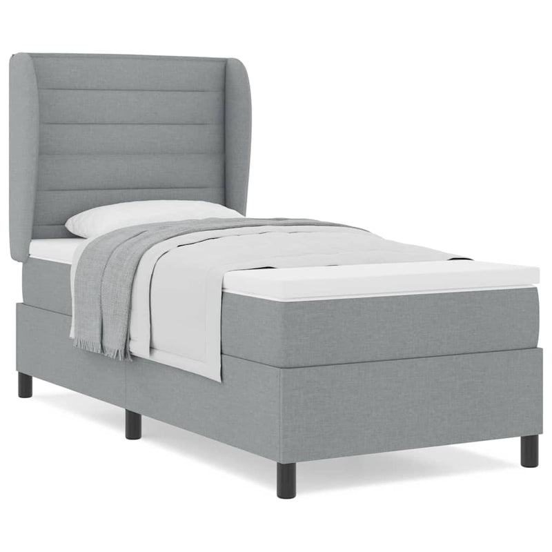 vidaXL Boxrugós ágy matracmal Világosszürke 80 x 200 cm szövet