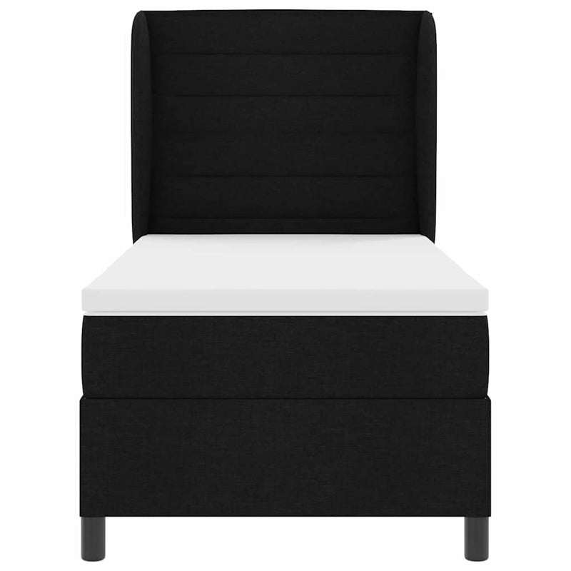 vidaXL Boxrugós ágy matracmal fejtámlával Fekete 100 x 200 cm szövet