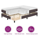vidaXL Boxrugós ágy matracmal sötétbarna 140 x 190 cm szövet