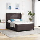 vidaXL Boxrugós ágy matracmal sötétbarna 160 x 200 cm szövet
