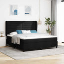 vidaXL Boxrugós ágy matracmal fejtámlával Fekete 180 x 200 cm szövet