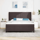 vidaXL Boxrugós ágy matracmal sötétbarna 180 x 200 cm szövet