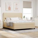 vidaXL Boxrugós ágy matracmal fejtámlával Krém 180 x 200 cm szövet