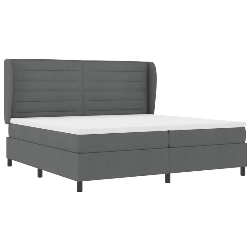 vidaXL Boxrugós ágy matracmal Sötétszürke 200 x 200 cm szövet