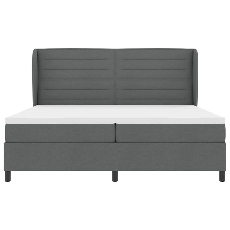 vidaXL Boxrugós ágy matracmal Sötétszürke 200 x 200 cm szövet