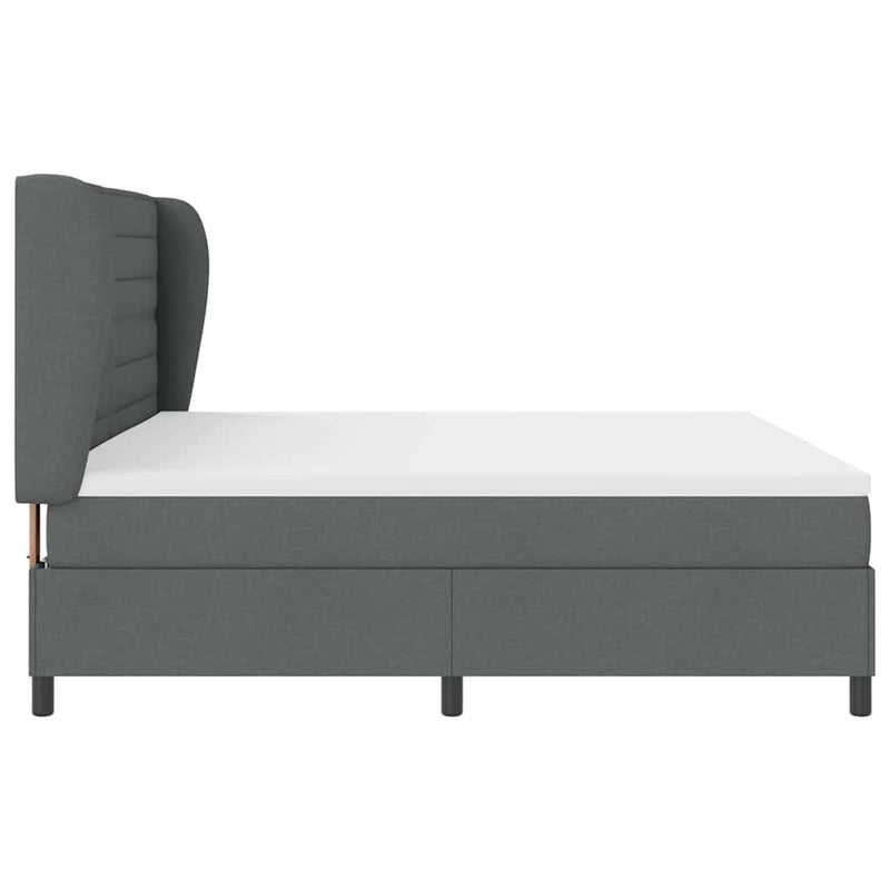 vidaXL Boxrugós ágy matracmal Sötétszürke 200 x 200 cm szövet