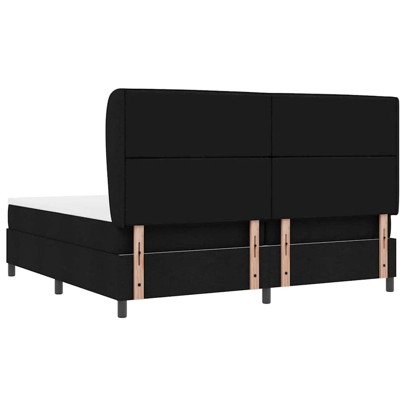 vidaXL Boxrugós ágy matracmal fejtámlával Fekete 200 x 200 cm szövet