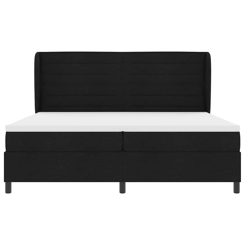 vidaXL Boxrugós ágy matracmal fejtámlával Fekete 200 x 200 cm szövet