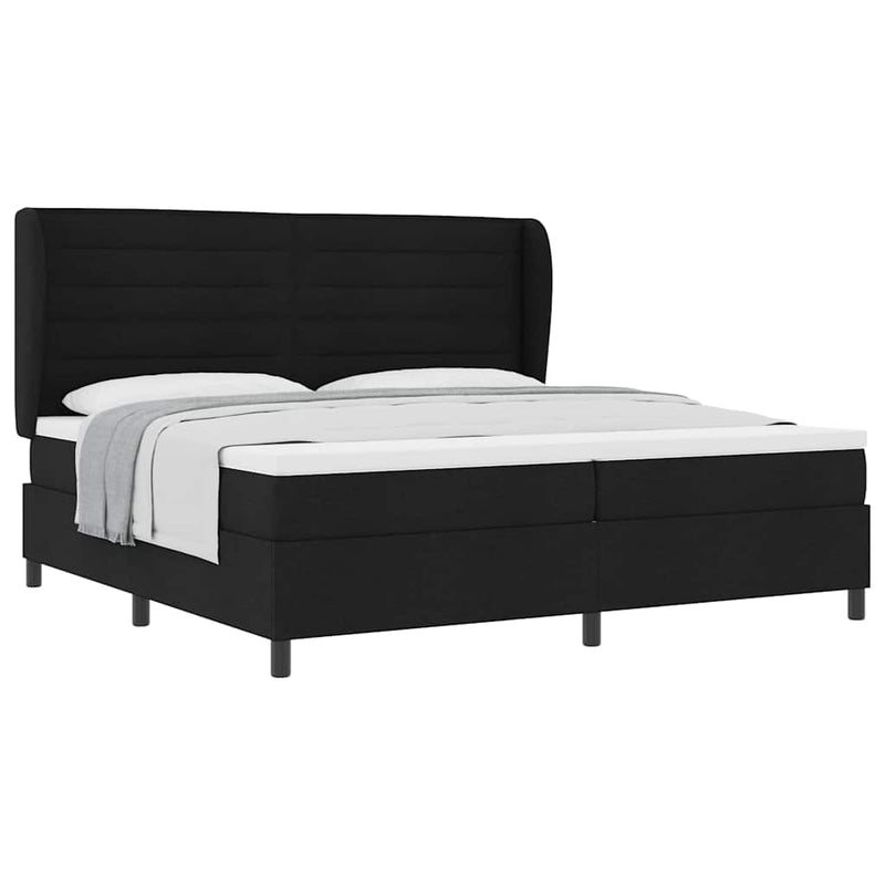 vidaXL Boxrugós ágy matracmal fejtámlával Fekete 200 x 200 cm szövet