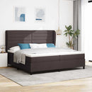 vidaXL Boxrugós ágy matracmal sötétbarna 200 x 200 cm szövet
