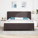 vidaXL Boxrugós ágy matracmal sötétbarna 200 x 200 cm szövet