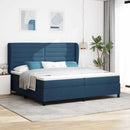 vidaXL Boxrugós ágy matracmal fejtámlával Kék 200 x 200 cm szövet