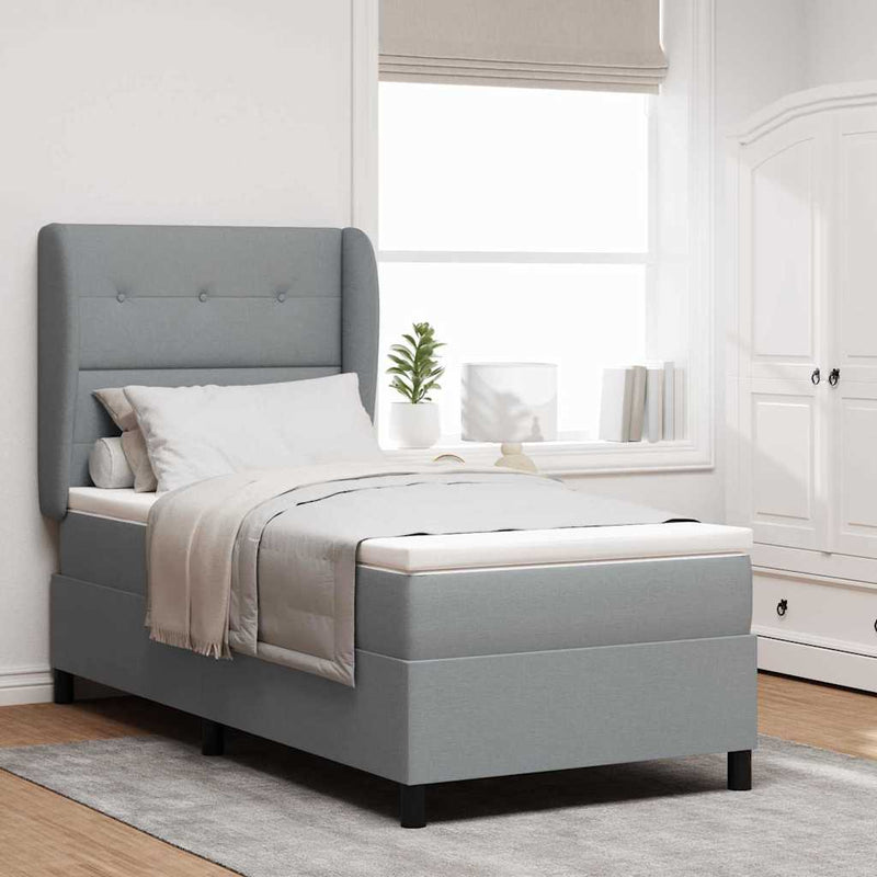 vidaXL Boxrugós ágy matracmal Világosszürke 80 x 200 cm szövet