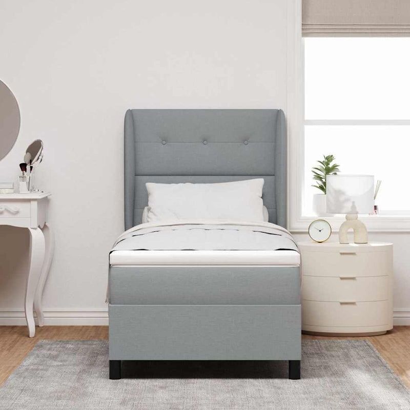 vidaXL Boxrugós ágy matracmal Világosszürke 80 x 200 cm szövet