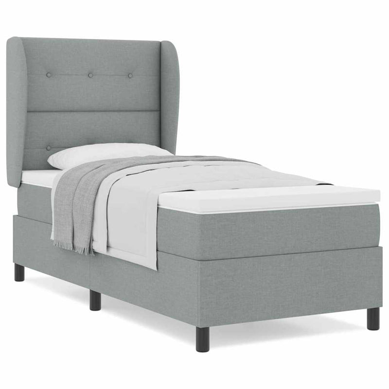 vidaXL Boxrugós ágy matracmal Világosszürke 80 x 200 cm szövet