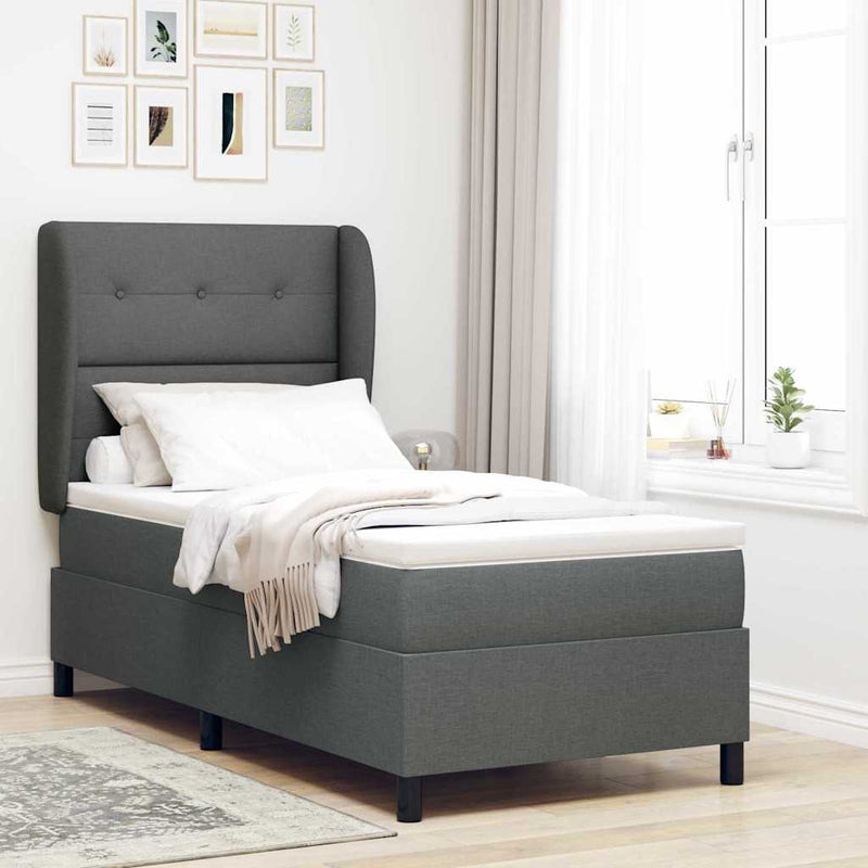 vidaXL Boxrugós ágy matracmal Sötétszürke 80 x 200 cm szövet