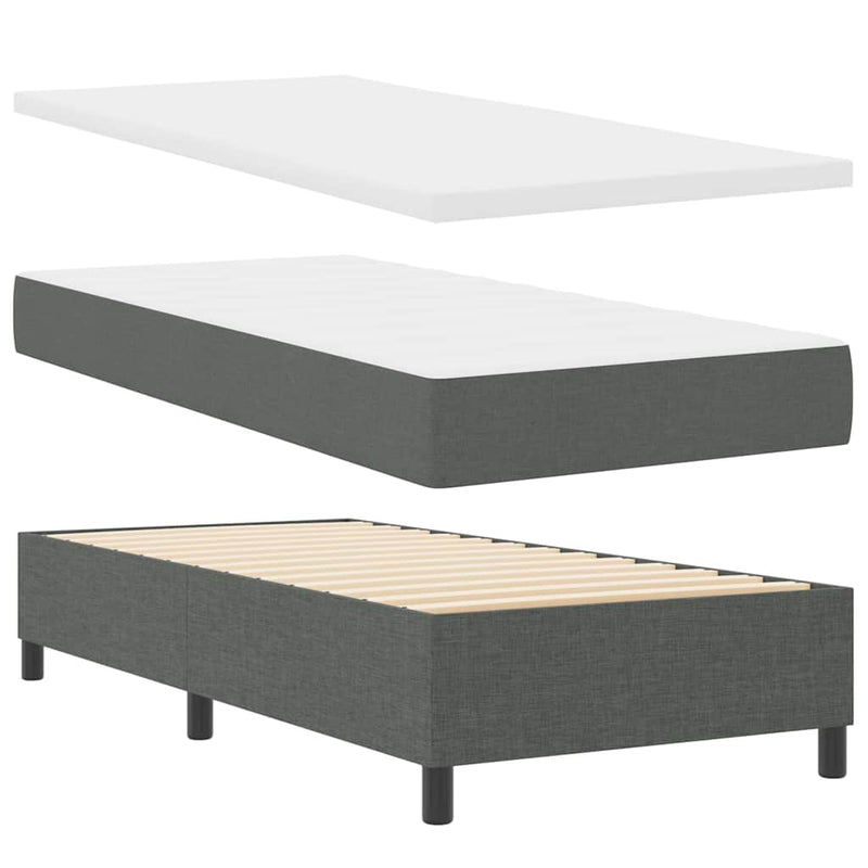 vidaXL Boxrugós ágy matracmal Sötétszürke 80 x 200 cm szövet