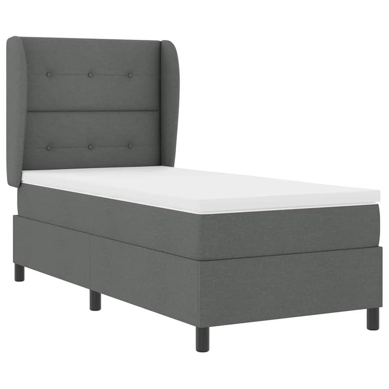 vidaXL Boxrugós ágy matracmal Sötétszürke 90 x 190 cm szövet