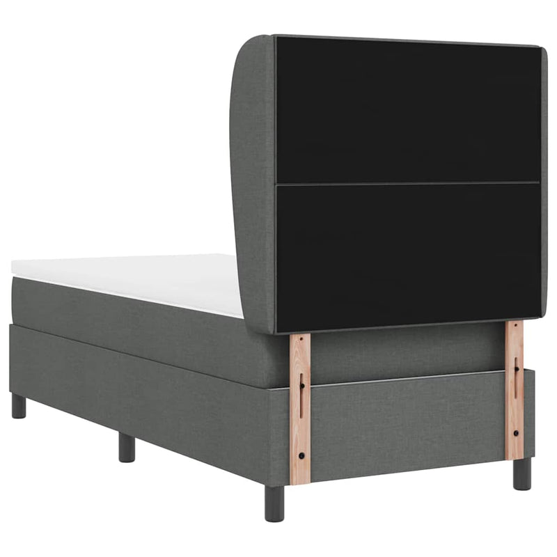 vidaXL Boxrugós ágy matracmal Sötétszürke 90 x 190 cm szövet