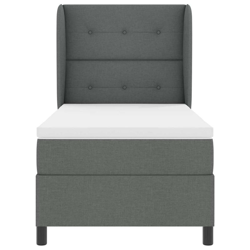 vidaXL Boxrugós ágy matracmal Sötétszürke 90 x 190 cm szövet