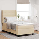 vidaXL Boxrugós ágy fejtámlával Krém 90 x 190 cm szövet