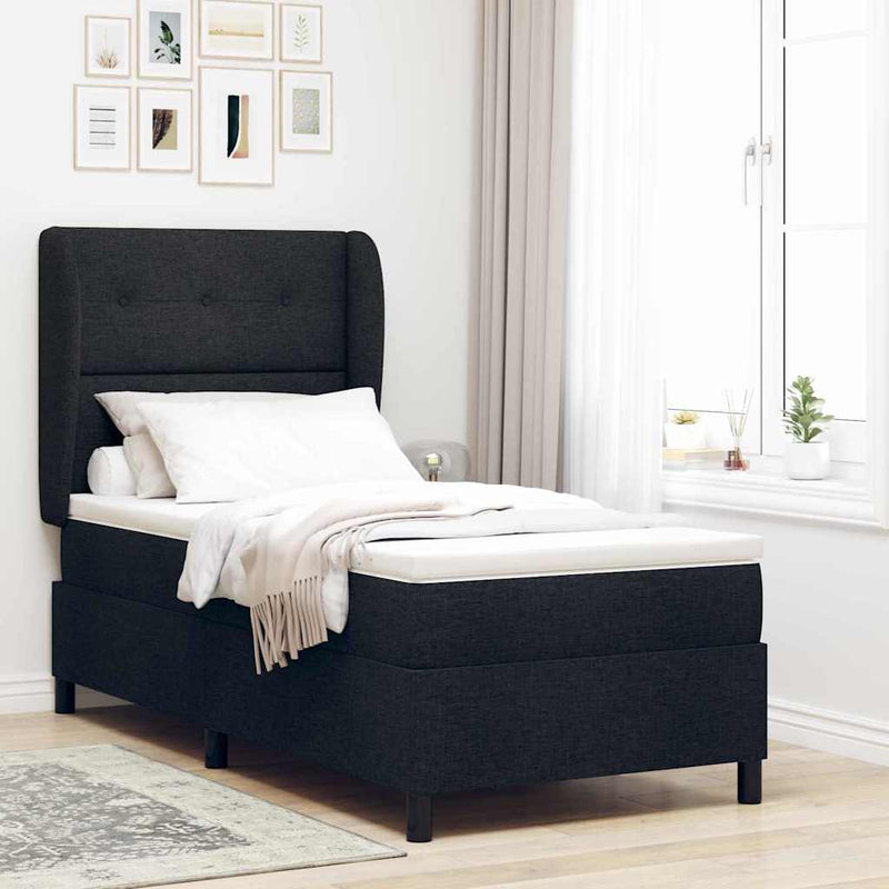 vidaXL Boxrugós ágy matracmal fejtámlával Fekete 100 x 200 cm szövet