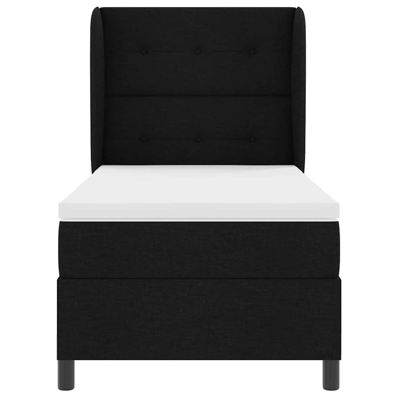 vidaXL Boxrugós ágy matracmal fejtámlával Fekete 100 x 200 cm szövet