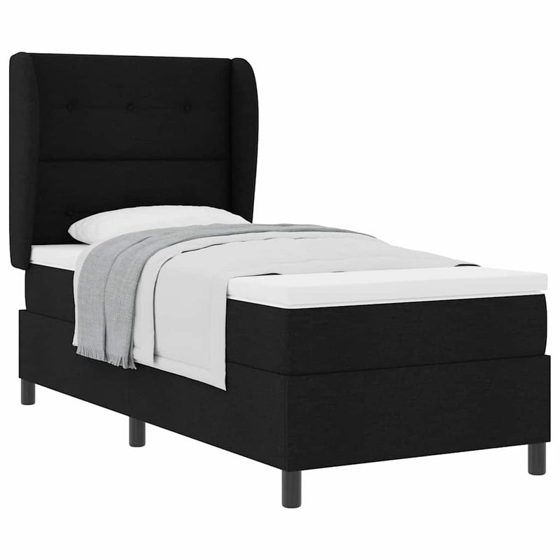 vidaXL Boxrugós ágy matracmal fejtámlával Fekete 100 x 200 cm szövet