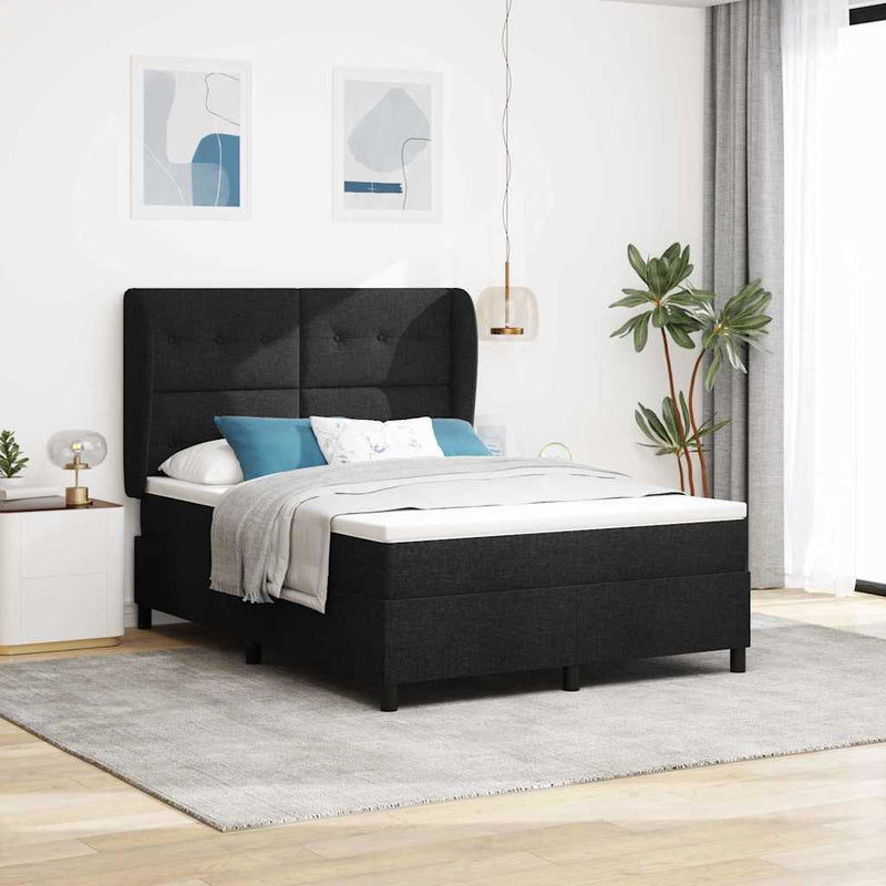 vidaXL Boxrugós ágy matracmal fejtámlával Fekete 160 x 200 cm szövet