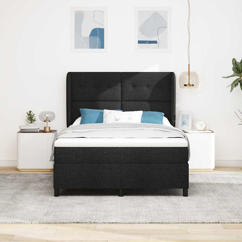 vidaXL Boxrugós ágy matracmal fejtámlával Fekete 160 x 200 cm szövet