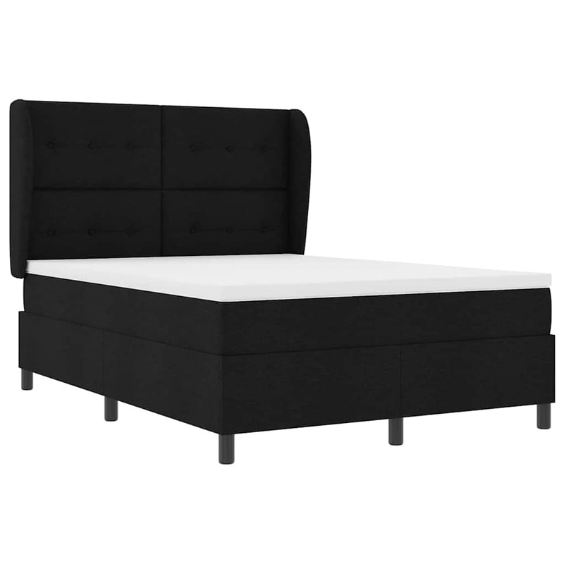 vidaXL Boxrugós ágy matracmal fejtámlával Fekete 160 x 200 cm szövet